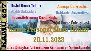 Kamu Personel Alımı 20 Kasım 2023 [upl. by Lertnek]