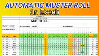 Automatic Attendance Sheet Using Excel  Automatic Muster Roll [upl. by Burch427]