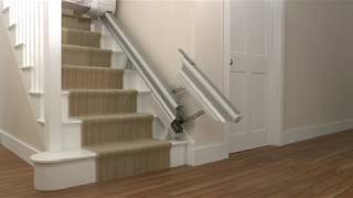 Stannah 600 Stairlift Retractable Rail Descending Stairs [upl. by Gustie728]