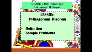 PYTHAGOREAN THEOREM  GRADE 9 MATH  TAGLISH [upl. by Aynotel]