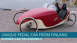 Retro style pedal car from Finland  the KinnerCar twoseater velomobile [upl. by Etnuaed]