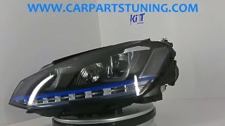 Headlights 3D LED DRL Volkswagen Golf 7 VII 2012up Blue GTE Look LED Turn Light by KITT [upl. by Atilamrac129]