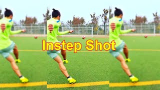 How to Shoot correct with the Instep Tutorial How to Shoot with Power in SoccerFootball [upl. by Alboran]