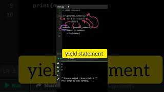 yield statement in python  generator function python [upl. by Letsyrk]