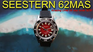 SEESTERN 38mm Automatic 62mas Homage Red Fume Colored Vintage Skin Diver Watch 179 [upl. by Lavinia442]