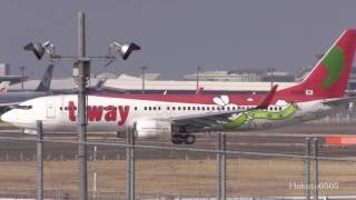 Tway Air Boeing 7378Q8 HL8294 Take off at Narita [upl. by Kazmirci]