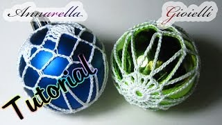 Tutorial palla di Natale ricamata alluncinetto  How to crochet Christmas ball [upl. by Kathye]