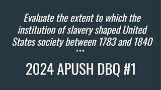 2024 APUSH DBQ 1 Analysis [upl. by Narad]