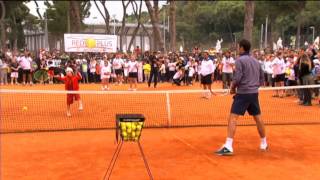 Coach Federer Leads Rome Kids Clinic [upl. by Anayt836]