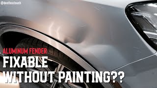 Audi Q7 Aluminum Fender Paintless Dent Repair  Dentless Touch [upl. by Nylaf]