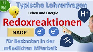 Lehrerfragen zu Redoxreaktionen in Zellen am Beispiel des NADP bei der Photosynthese [upl. by Decima387]