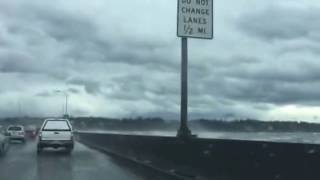 Waves Crash Across Old Evergreen Point 520 Floating Bridge During Windstorm [upl. by Woody]