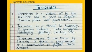 10 lines essay on Terrorism in Englishessay writing on Terrorism in English [upl. by Lavella]