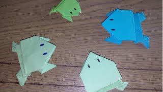 Origami facile  La grenouille sauteuse the frog par Alexandre 6 ans [upl. by Ahsaet]