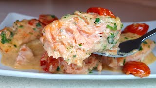 Lachs in cremiger SahneTomatensauce Lachsfilet richtig zubereiten und braten Salmon recipes [upl. by Yreffeg924]