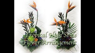 Fresh Tropical High Style Flower Arrangement with Bird of Paradise [upl. by Ylelhsa]