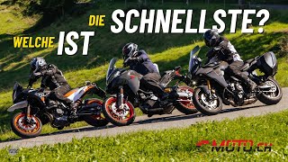 KTM 890 SMT vs Ducati Multistrada V2 S und Yamaha Tracer 9 GT  wie sportlich können Sporttourer [upl. by Ahusoj]