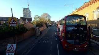 London BUS Ride 🇬🇧 Route 69  CANNING TOWN to WALTHAMSTOW CENTRAL via Plaistow Stratford Leyton 🚌 [upl. by Eibreh887]