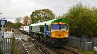 GBRf 66796 “The Green Progressor” at Beltring hauling Network Rail MPVs  101123 [upl. by Llarret]