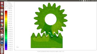 CalculiX Launcher 3beta  Rack And Pinion FEA [upl. by Anaicilef]