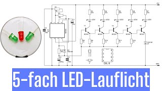 5fachLauflicht mit NE555 und Transistoren wie ein LEDBlinker [upl. by Sucramal]