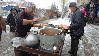 Snow day Street food In Kabul Afghanistan [upl. by Ahsocin695]