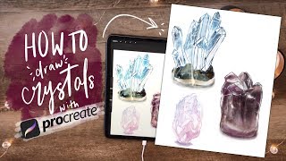 Drawing crystals on an iPad with Procreate Procreate Mask tool and photo illustration tutorial [upl. by Anaehs]