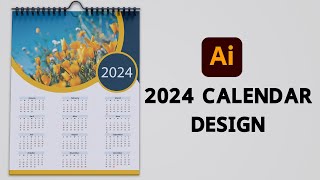 How to Design 1 Page Calendar 2024 in Illustrator  Tutorial for Beginner [upl. by Sirahs290]