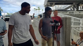 FSUs Lawrence Toafili amp Marvin Jones Jr talks to media after practice [upl. by Philippa]