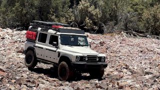 First Ineos Grenadier on the rock scree on Gold Mountain Jeep trail in Big Bear California [upl. by Egor]