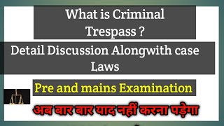 criminal trespass in Bharatiya Nyaya Sanhita bns pcs law judiciary judge [upl. by Conner552]