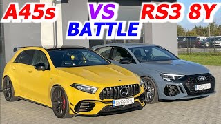 A45S vs RS3 8Y HotHatch BATTLE  M139 20L R4 vs DNWC 25L R5  Who is the Winner  Teaser [upl. by Renaxela256]