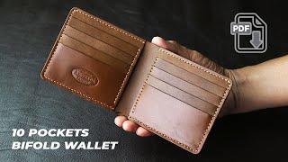 10 Pockets Bifold wallet  Tutorial with PDF Pattern [upl. by Messab]