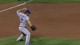 LADOAK Kershaw fires ball into his own dugout [upl. by Hanzelin133]