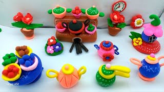 DIY How to make polymer clay kitchen set clay kitchen tools clay flower clay ideas pc polymer c [upl. by Nerat163]