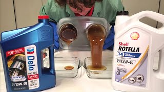 Chevron Delo VS Shell ROTELLA T4 15W40 Cold Flow Test [upl. by Allene]