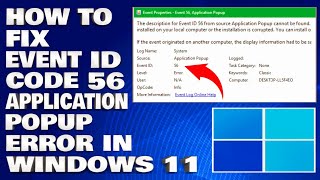 How To Fix Event ID Code 56 Application Popup Error in Windows 1011 Solution [upl. by Aicerg]