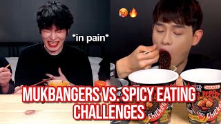 mukbangers attempting SPICY eating challenges [upl. by Tingey538]