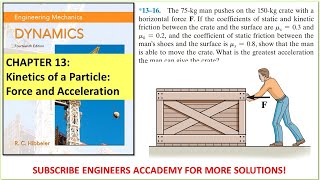 1316  Kinetics of a Particle  Chapter 13 Hibbeler Dynamics 14th ed  Engineers Academy [upl. by Jamey]