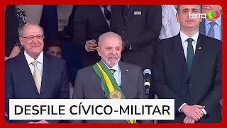 Sem Janja Lula participa de desfile de 7 de setembro e é cumprimentado por Moraes e Barroso [upl. by Leikeze]