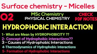 Hydrophobic Interactions  Hydrophobicity  Cause  Thermodynamic  Factors •Msc Chemistry• notes [upl. by Candy]