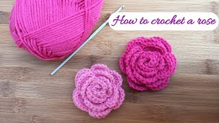 How to Crochet Rose Flower for Beginners  Very easy crochet rose motif making for Beginners [upl. by Dira]