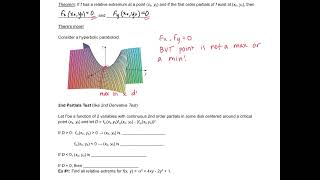 Calc 3 147 Notes Maximum and Minimum Values [upl. by Jeddy]