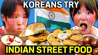 Koreans Try Indian Street Food For The First Time  Kachori Vada Pav Lassi Gulab Jamun [upl. by Leiso197]