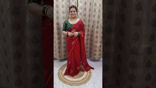 Karwachauth special MEESHO SAREE haul  saree for newly bride  Georgette saree  dola silk saree [upl. by Enala]