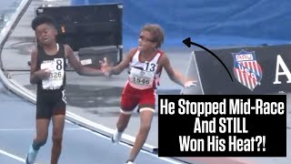 Kid Stops MidRace And Still Comes Back To Win 800m At AAU Junior Olympics 2023 [upl. by Seraphim183]