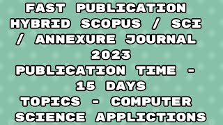 Fast Publication unpaid scopus  sci  annexure indexed Journal  Fast publication 2023 Elsevier [upl. by Arissa]