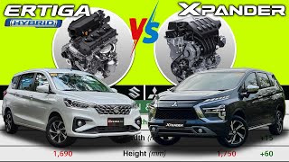 Suzuki Ertiga HYBRID GLX 2023 vs Mitsubishi Xpander GLS 2023  Car Specs Comparison [upl. by Aerdnu]