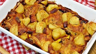 SOBRECOXA ASSADA COM BATATAS E BACON FÁCIL E DELICIOSO  Menino Prendado [upl. by Winter147]