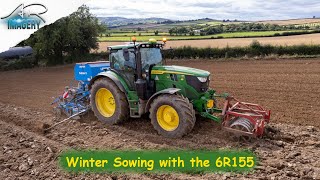 NEW John Deere 6155R sowing winter Rye [upl. by Raseac]